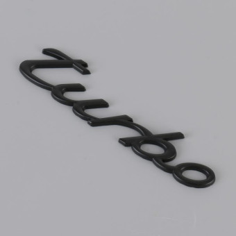 Car TURBO Personalized Aluminum Alloy Decorative Stickers, Size: 13x3x0.3cm (Black)