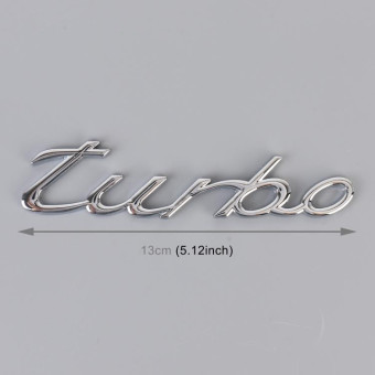 Car TURBO Personalized Aluminum Alloy Decorative Stickers, Size: 13x3x0.3cm (Silver)