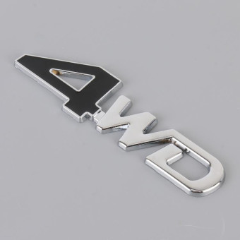 Car 4WD Personalized Aluminum Alloy Decorative Stickers, Size: 13x3.5x0.3cm (Black Silver)