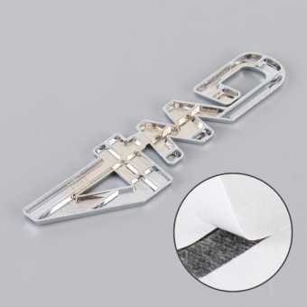 Car 4WD Personalized Aluminum Alloy Decorative Stickers, Size: 13x3.5x0.3cm (Silver+Red)