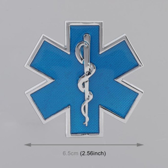 Car Star of Life Personalized Aluminum Alloy Decorative Stickers, Size: 6.5x0.5cm (Blue)