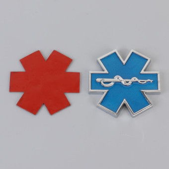 Car Star of Life Personalized Aluminum Alloy Decorative Stickers, Size: 6.5x0.5cm (Blue)