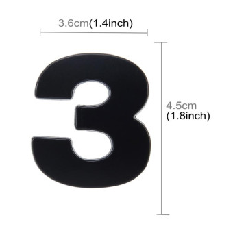 Car Vehicle Badge Emblem 3D Number Three Self-adhesive Sticker Decal, Size: 3.6*4.5*0.5cm
