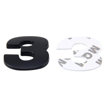 Car Vehicle Badge Emblem 3D Number Three Self-adhesive Sticker Decal, Size: 3.6*4.5*0.5cm