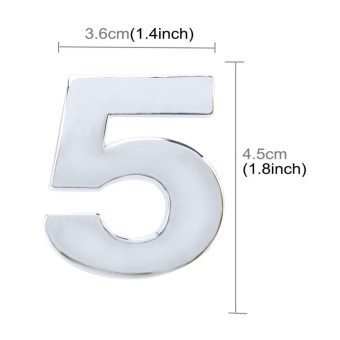 Car Vehicle Badge Emblem 3D Number Five Self-adhesive Sticker Decal, Size: 3.6*4.5*0.5cm