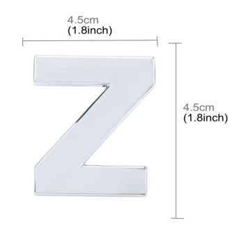 Car Vehicle Badge Emblem 3D English Letter Z Self-adhesive Sticker Decal, Size: 4.5*4.5*0.5cm