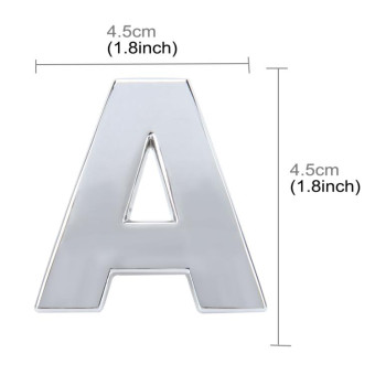 Car Vehicle Badge Emblem 3D English Letter A Self-adhesive Sticker Decal, Size: 4.5*4.5*0.5cm