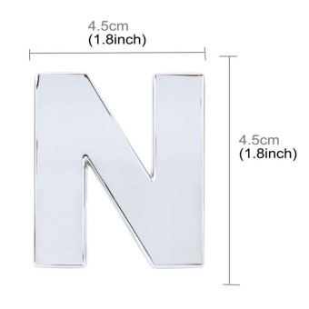 Car Vehicle Badge Emblem 3D English Letter N Self-adhesive Sticker Decal, Size: 4.5*4.5*0.5cm