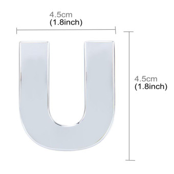 Car Vehicle Badge Emblem 3D English Letter U Self-adhesive Sticker Decal, Size: 4.5*4.5*0.5cm