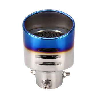 Universal Car Styling Stainless Steel Straight Bolt-on Exhaust Tail Muffler Tip Pipe with Mesh(Blue)