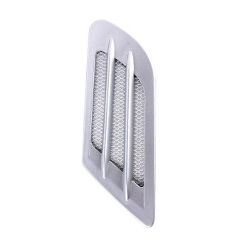 2PCS Euro Style Metal Decorative Air Flow Intake Turbo Bonnet Hood Side Vent Grille Cover With Self-adhesive Sticker(Grey)