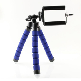 Mini Octopus Flexible Foam Tripod Holder with Phone Clamp & Remote Control (Blue)