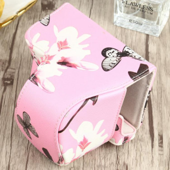 Flower Pattern PU Leather Camera Case for Sony A6000 / A6300 / A6400 / Nex 6 (Pink)
