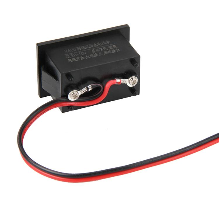 V40D 2 Wires Blue Light Display Mini Waterproof IPX4 Digital Voltage Meter, Measure Voltage: DC 2.5-30V