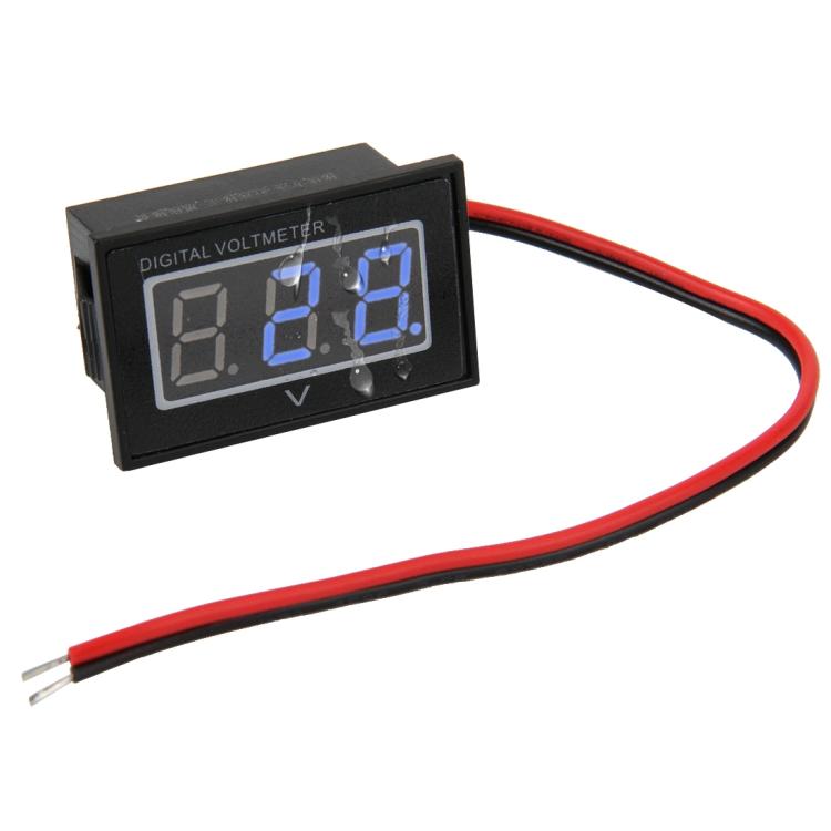 V40D 2 Wires Blue Light Display Mini Waterproof IPX4 Digital Voltage Meter, Measure Voltage: DC 2.5-30V