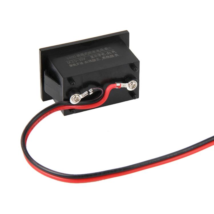 V40D 2 Wires Red Light Display Mini Waterproof IPX4 Digital Voltage Meter, Measure Voltage: DC 2.5-30V