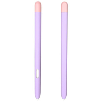 Liquid Silicone Stylus Pen Protective Case for Samsung Galaxy Tab S6 Lite P610 / P615(Purple Pink)
