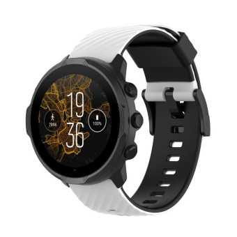 For Suunto 7 24mm Two-color Silicone Watch Band(White Black)