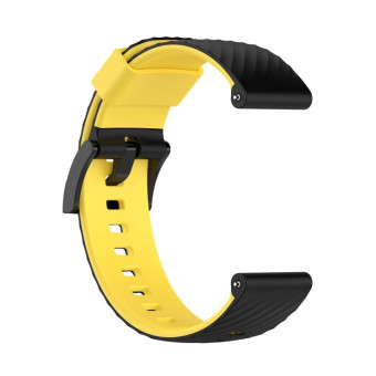 For Suunto 7 24mm Two-color Silicone Watch Band(Black Yellow)