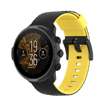 For Suunto 7 24mm Two-color Silicone Watch Band(Black Yellow)