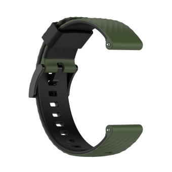 For Suunto 7 24mm Two-color Silicone Watch Band(Army Green Black)