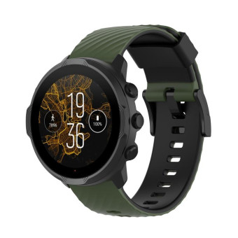For Suunto 7 24mm Two-color Silicone Watch Band(Army Green Black)