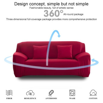 145-185cm Four Seasons Solid Color Elastic Full Coverage Non-slip Sofa Cover(Wine Red)