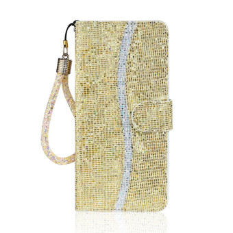 For Sony Xperia 10 III Glitter Powder Horizontal Flip Leather Case with Card Slots & Holder & Lanyard(Gold)