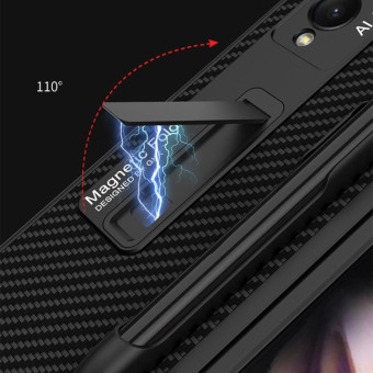 For Samsung Galaxy Z Fold3 5G GKK Ultra-thin PC + PU Phone Flip Case with Holder & Pen Slot(Cross Texture)