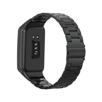 For OPPO Watch Free NFC Stainless Steel Three-bead Watch Band(Black)