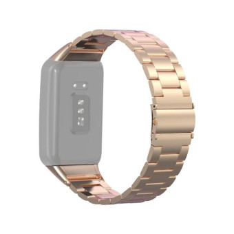 For OPPO Watch Free NFC Stainless Steel Three-bead Watch Band(Rose Gold)