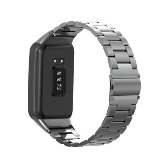 For OPPO Watch Free NFC Stainless Steel Three-bead Watch Band(Grey)