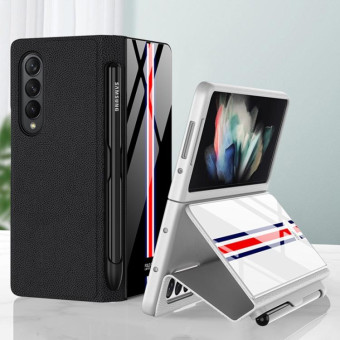 For Samsung Galaxy Z Fold3 5G GKK Flip Tempered Glass Phone Case with Pen Slot(Machinist)
