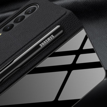For Samsung Galaxy Z Fold3 5G GKK Flip Tempered Glass Phone Case with Pen Slot(Machinist)