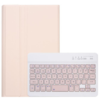 A220 Candy Color TPU Detachable Bluetooth Keyboard Leather Case with Bracket For Samsung Galaxy Tab A7 Lite 8.7 T220 / T225(Pink)