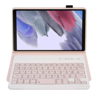 A220 Candy Color TPU Detachable Bluetooth Keyboard Leather Case with Bracket For Samsung Galaxy Tab A7 Lite 8.7 T220 / T225(Pink)