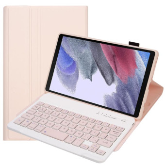 A220 Candy Color TPU Detachable Bluetooth Keyboard Leather Case with Bracket For Samsung Galaxy Tab A7 Lite 8.7 T220 / T225(Pink)