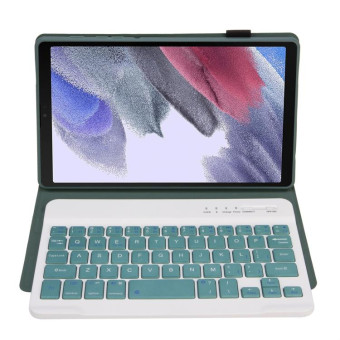 A220 Candy Color TPU Detachable Bluetooth Keyboard Leather Case with Bracket For Samsung Galaxy Tab A7 Lite 8.7 T220 / T225(Dark Green)