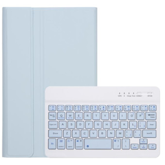 A220 Candy Color TPU Detachable Bluetooth Keyboard Leather Case with Bracket For Samsung Galaxy Tab A7 Lite 8.7 T220 / T225(White Ice Orchid)