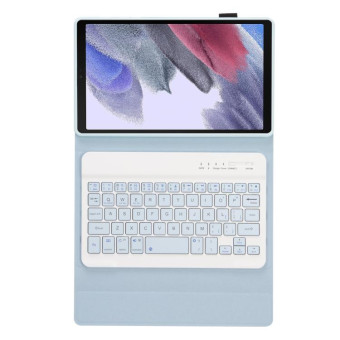A220 Candy Color TPU Detachable Bluetooth Keyboard Leather Case with Bracket For Samsung Galaxy Tab A7 Lite 8.7 T220 / T225(White Ice Orchid)