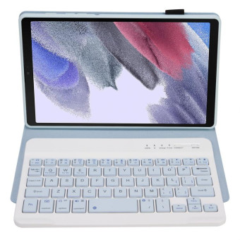 A220 Candy Color TPU Detachable Bluetooth Keyboard Leather Case with Bracket For Samsung Galaxy Tab A7 Lite 8.7 T220 / T225(White Ice Orchid)
