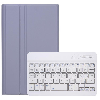 A220 Candy Color TPU Detachable Bluetooth Keyboard Leather Case with Bracket For Samsung Galaxy Tab A7 Lite 8.7 T220 / T225(Purple)