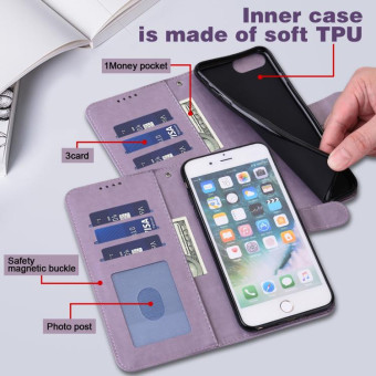 For Sony Xperia 10 III Tree & Deer Pattern Pressed Flip Leather Phone Case(Purple)