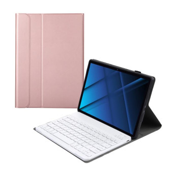 AK16 Lambskin Texture Bluetooth Keyboard Leather Case For Lenovo Tab 6 5G 10.3 inch(Rose Gold)