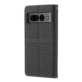 For Google Pixel 7 Pro Woven Texture Stitching Magnetic PU Leather Phone Case(Black)