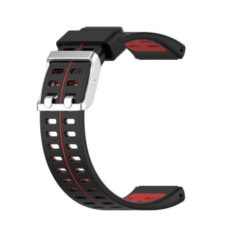 For Polar V800 GPS Smart Watch Two-color Steel Buckle Watch Band(Black+Red)
