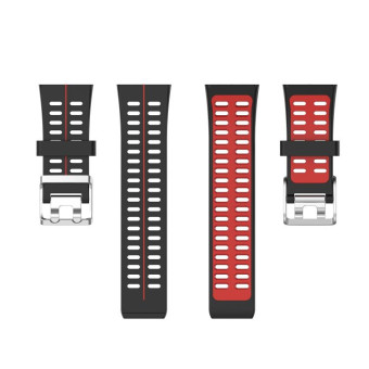 For Polar V800 GPS Smart Watch Two-color Steel Buckle Watch Band(Black+Red)
