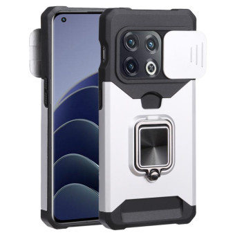 For OnePlus 10 Pro Sliding Camera Cover Design PC + TPU Shockproof Phone Case(Silver)
