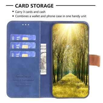 For Nokia G21 / G11 BF11 Color Matching Skin Feel Leather Phone Case(Blue)