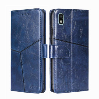 For Sony Xperia Ace III Geometric Stitching Horizontal Flip TPU + PU Leather Phone Case(Blue)